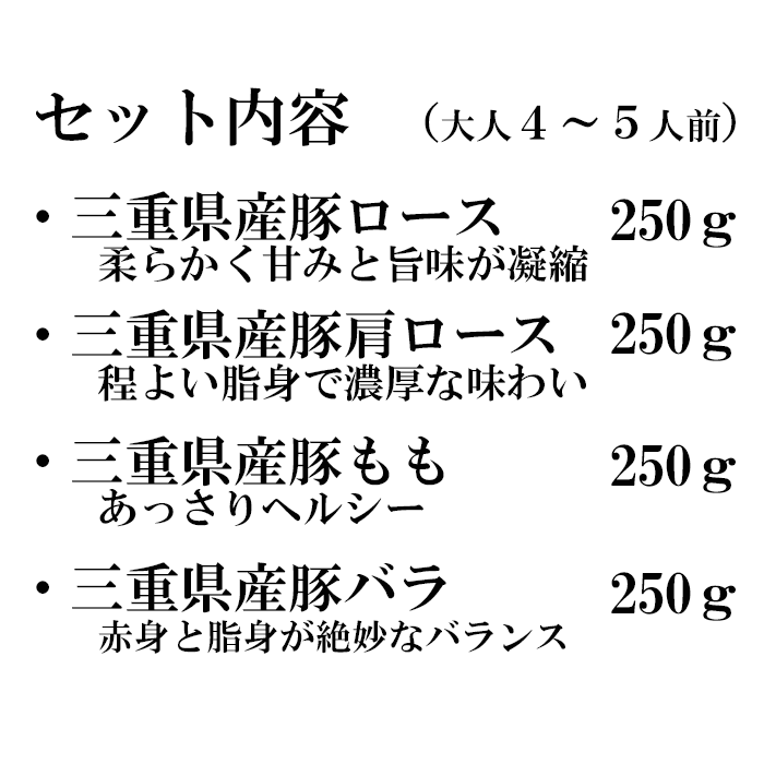 三重県産豚すきしゃぶセット内容